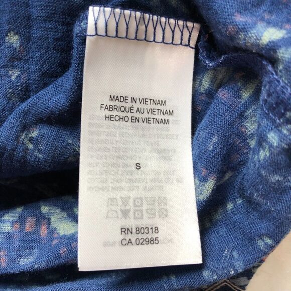 Lucky Brand Womens Blouse S Blue Short Sleeve Round Neck NWT - Picture 7 of 8